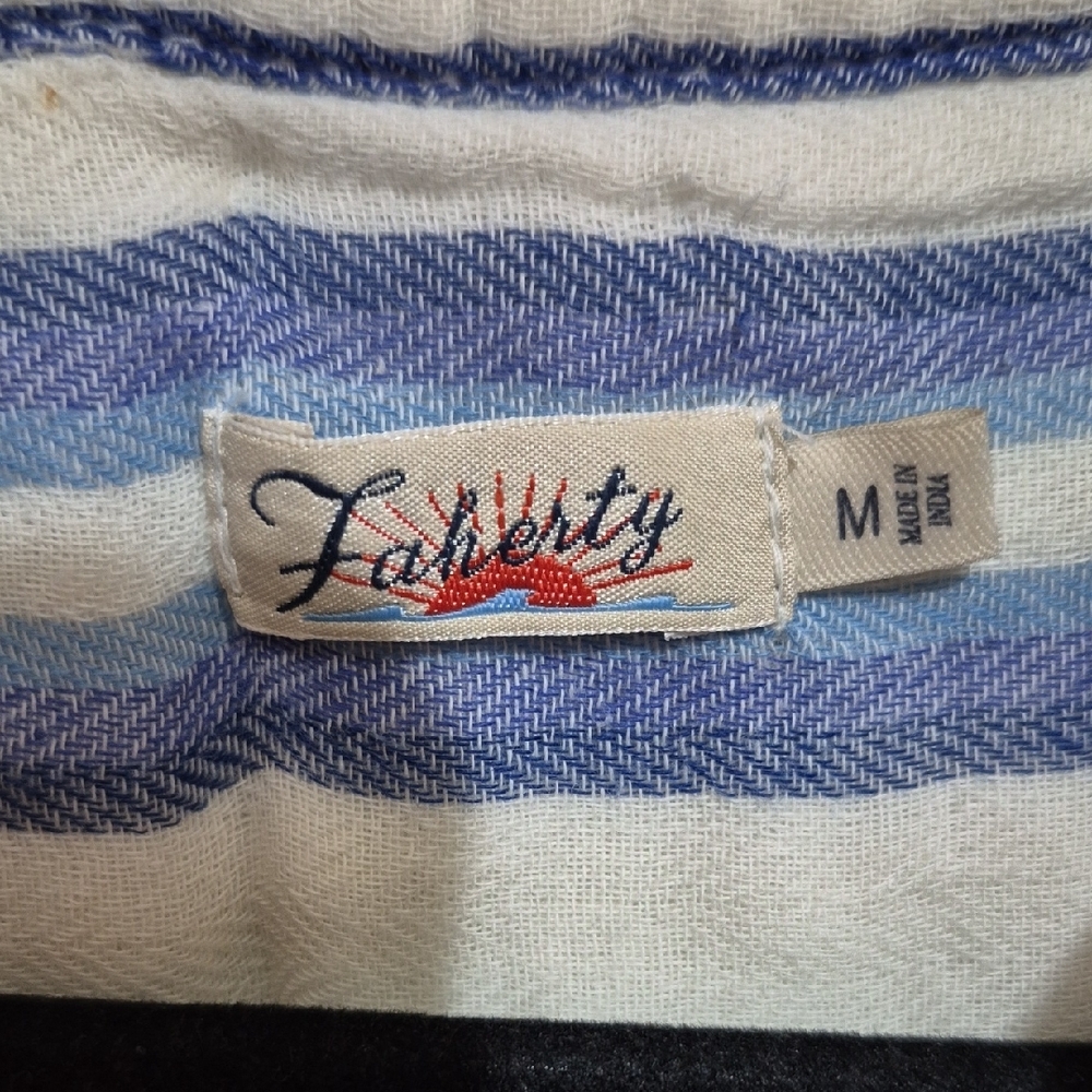 Faherty Blue and White Striped Blouse - Picture 2 of 7